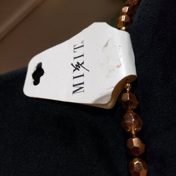 Mixit Womens Fashion Brown Crystel Beaded Long Rondelle Necklace Lobster Clasp - Picture 6 of 7